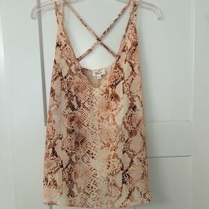 Blu Pepper Snake-Print Crisscross Cami in Cream and Brown